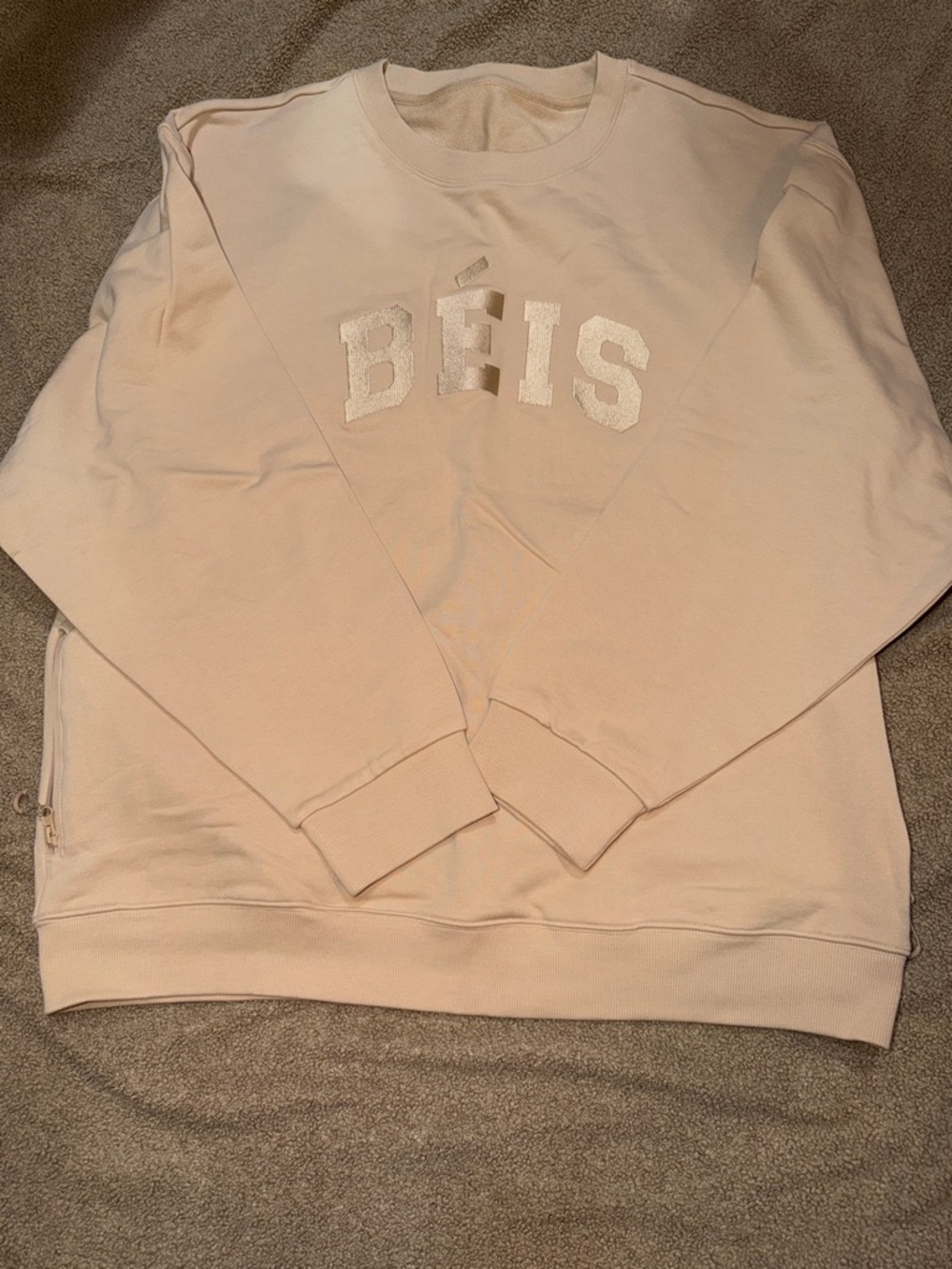 BEIS Beige Embossed Logo Crewneck Sweatshirt - Picture 2 of 6